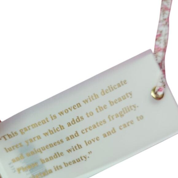 NEW LoveShackFancy S Fuschia Pink Shiny Metallic Missy Crop Top Tie Front Prep - Picture 4 of 7